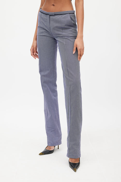 Balenciaga Blue & White Pinstripe Low Rise Trouser