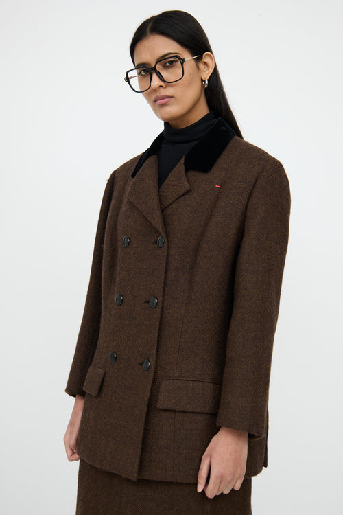BalenciagaBrown Wool Blazer & Skirt Set