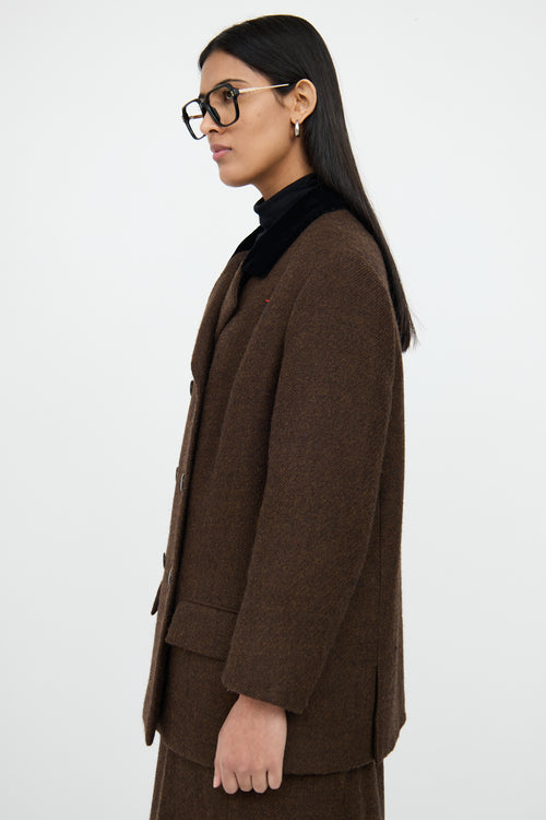 BalenciagaBrown Wool Blazer & Skirt Set