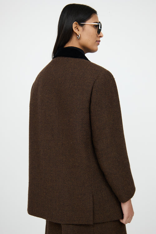 BalenciagaBrown Wool Blazer & Skirt Set