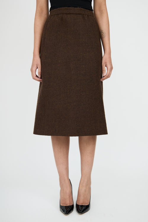 BalenciagaBrown Wool Blazer & Skirt Set