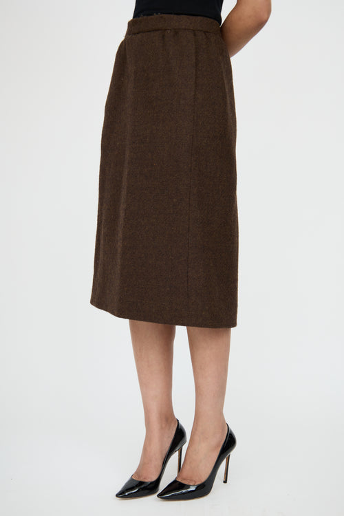 BalenciagaBrown Wool Blazer & Skirt Set