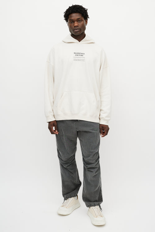 Balenciaga Cream & Black Couture Address Oversized Hoodie
