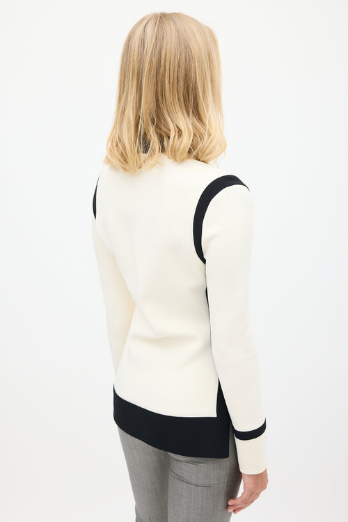Balenciaga Cream & Black Panelled V-Neck Top