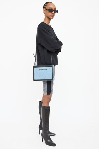 Balenciaga Denim Logo Pochette Bag
