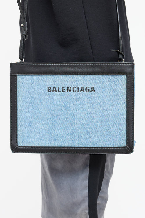 Balenciaga Denim Logo Pochette Bag