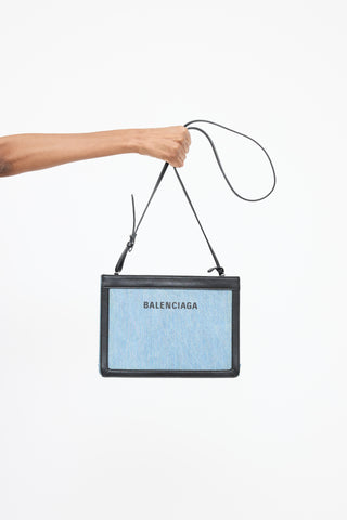 Balenciaga Denim Logo Pochette Bag