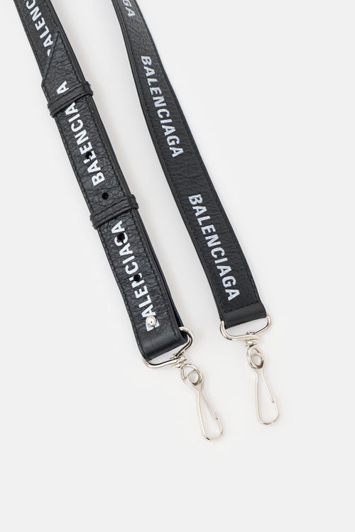 Balenciaga Distressed Leather Logo Bag Strap