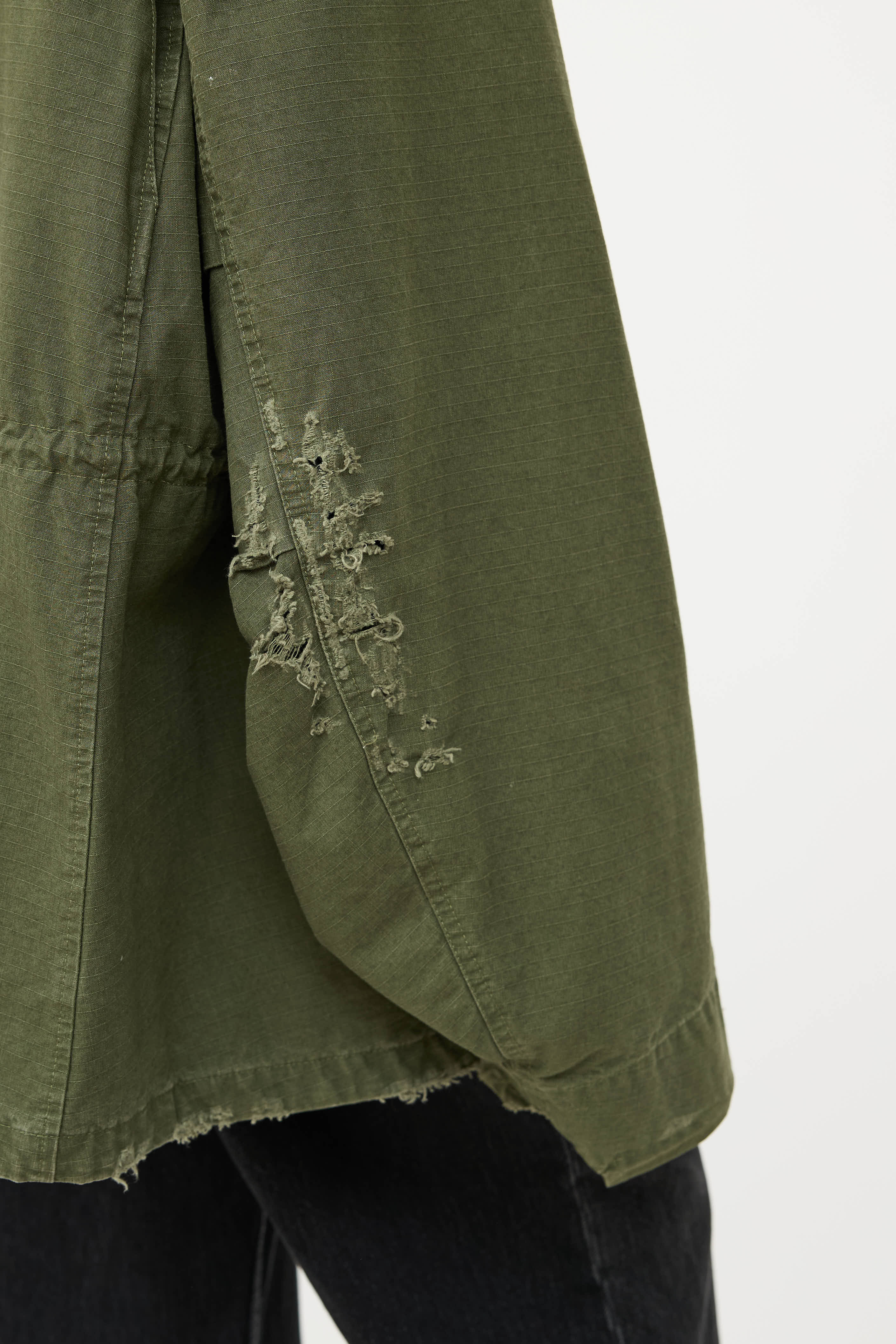 BalenciagaRipstop Distressed Military Coat