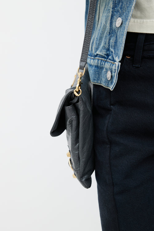 Balenciaga Grey & Gold Motocross Giant Leather Clutch
