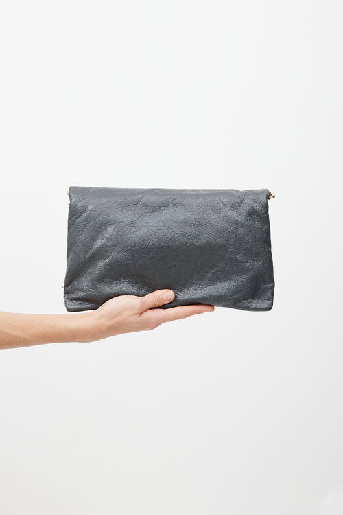 Balenciaga Grey & Gold Motocross Giant Leather Clutch