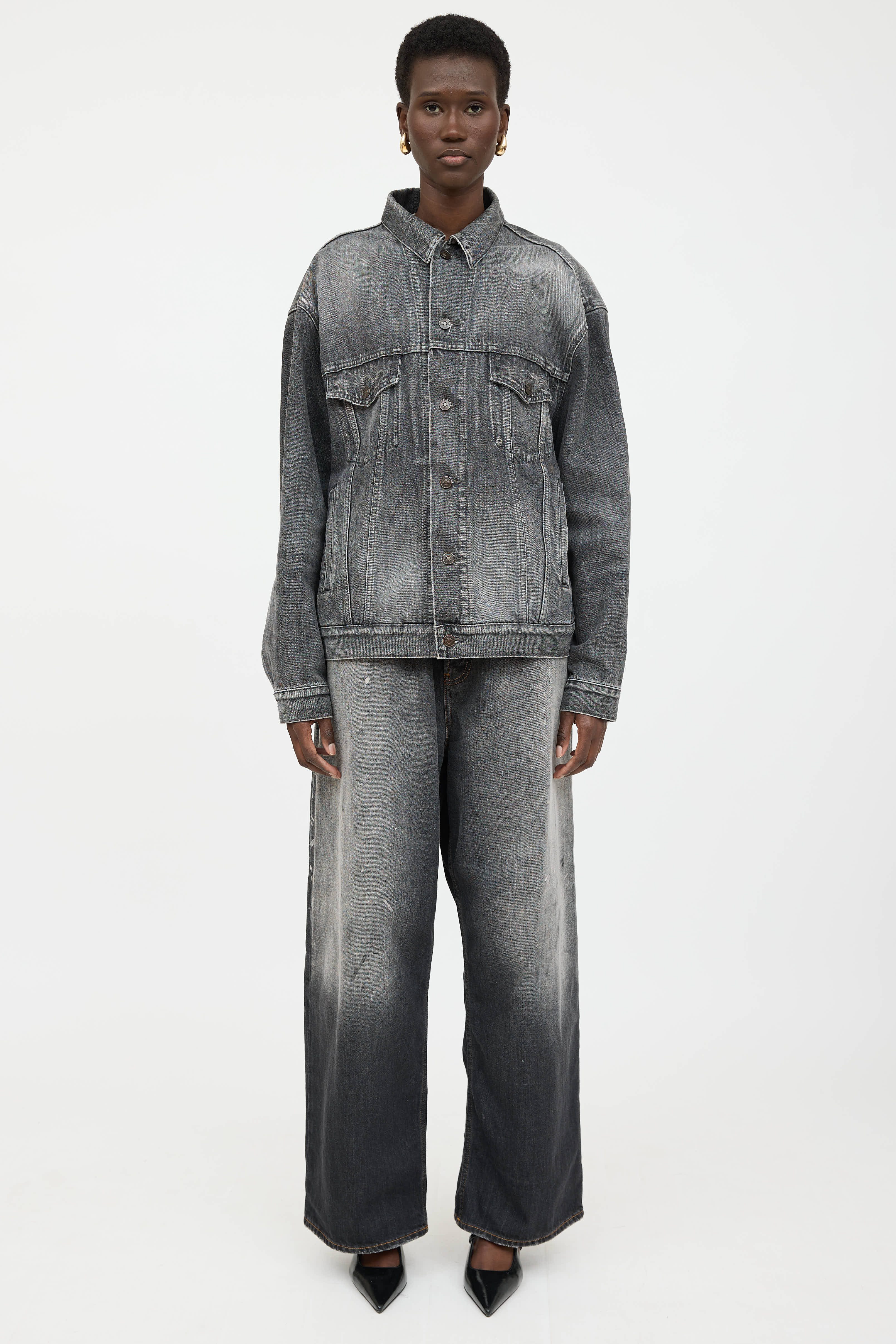 Balenciaga Washed Denim Logo Jacket