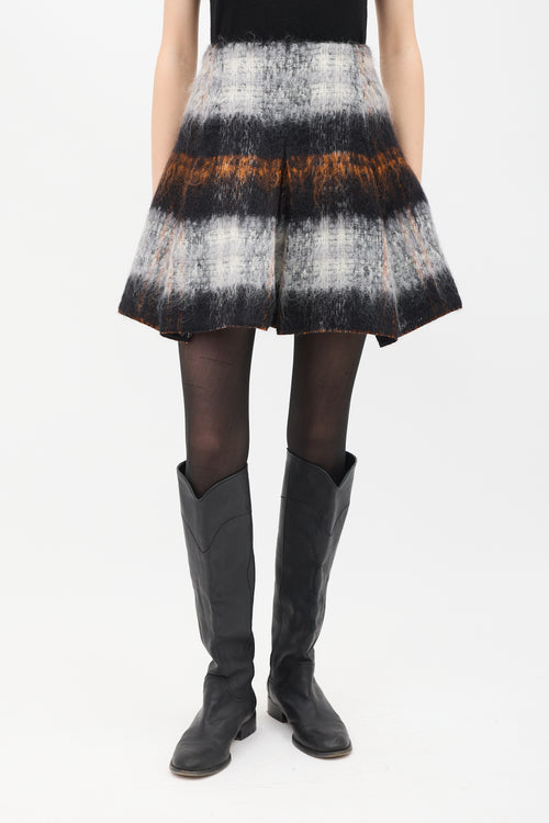 Balenciaga Grey & Multi Mohair Pleated Skirt