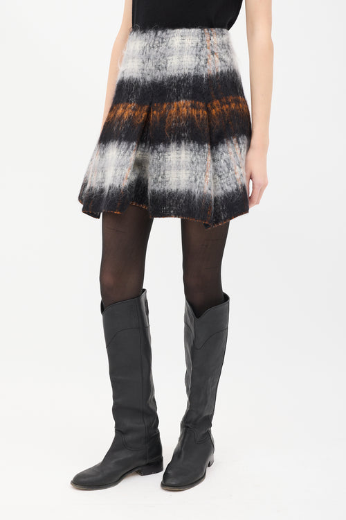 Balenciaga Grey & Multi Mohair Pleated Skirt