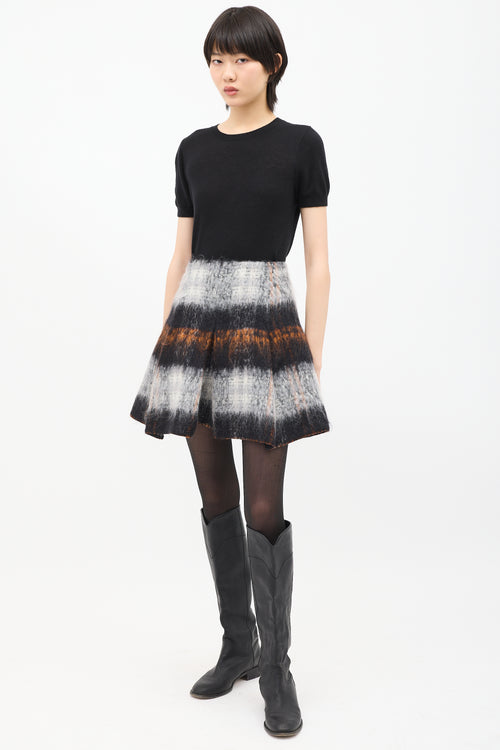 Balenciaga Grey & Multi Mohair Pleated Skirt