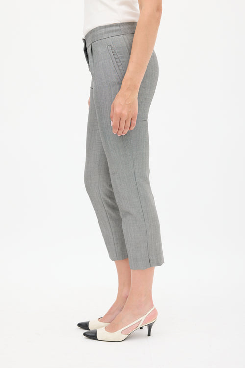 Balenciaga Grey Wool & Mohair Cropped Trouser