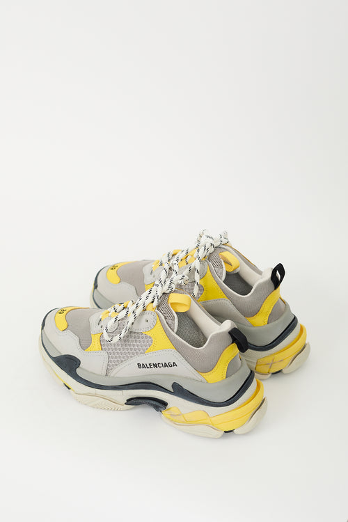 Balenciaga Grey & Yellow Triple S Sneaker