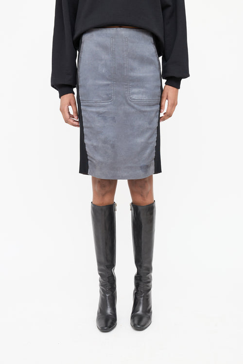 Balenciaga Leather Panelled Midi Skirt