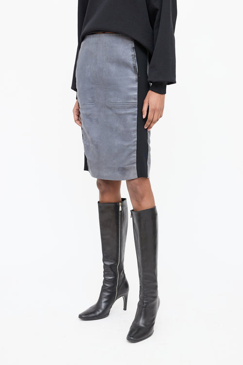 Balenciaga Leather Panelled Midi Skirt