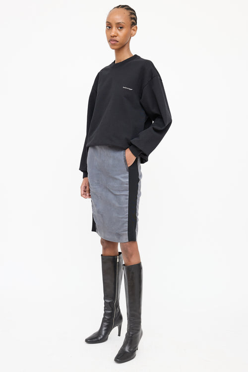 Balenciaga Leather Panelled Midi Skirt