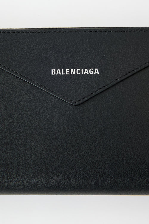 Balenciaga Leather Papier Zip Around Wallet