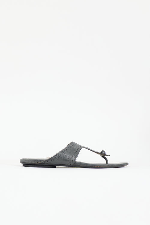 Balenciaga Leather Brogue T-Strap Sandal