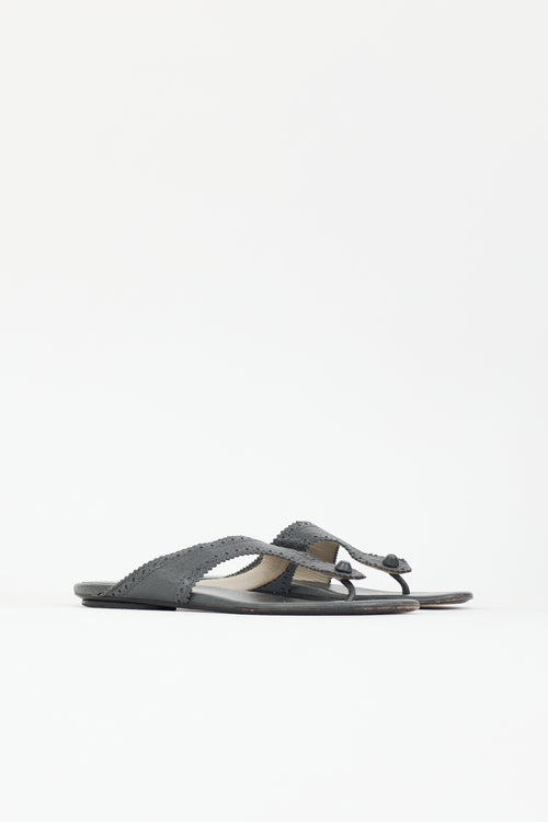 Balenciaga Leather Brogue T-Strap Sandal