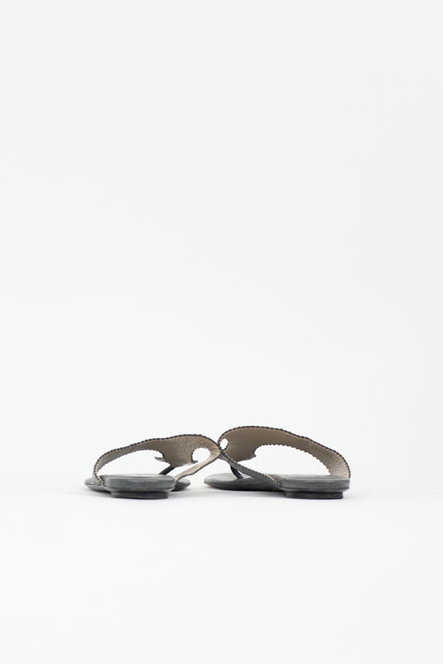 Balenciaga Leather Brogue T-Strap Sandal