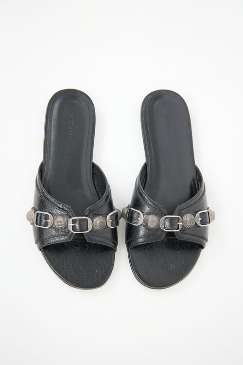 Balenciaga Leather Cagole Arena Slide
