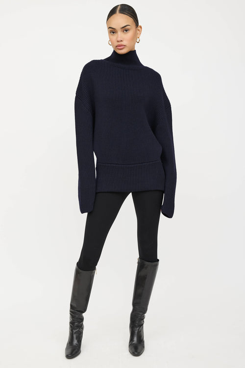Balenciaga Wool Knit Logo Turtleneck Sweater