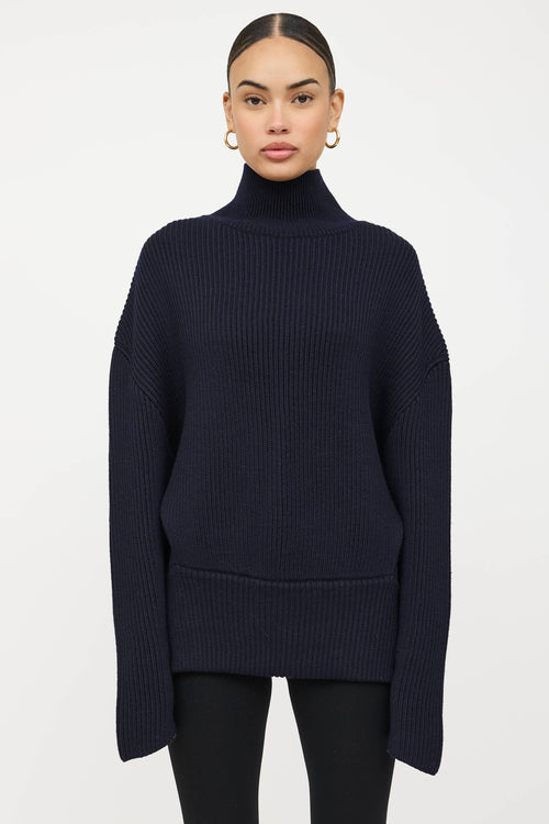 Balenciaga Wool Knit Logo Turtleneck Sweater