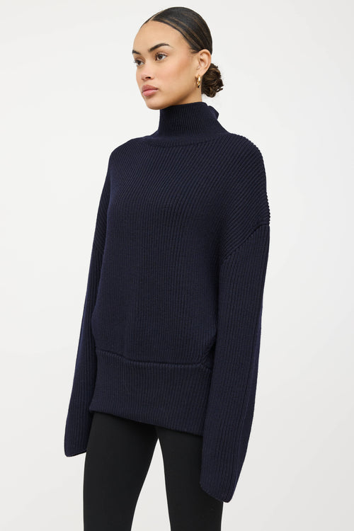 Balenciaga Wool Knit Logo Turtleneck Sweater