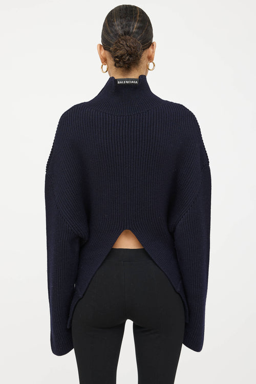 Balenciaga Wool Knit Logo Turtleneck Sweater