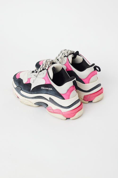 Balenciaga White & Pink Triple S Sneaker