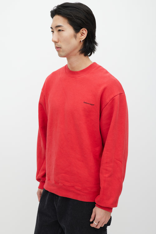 Balenciaga Red & Black Logo Crewneck