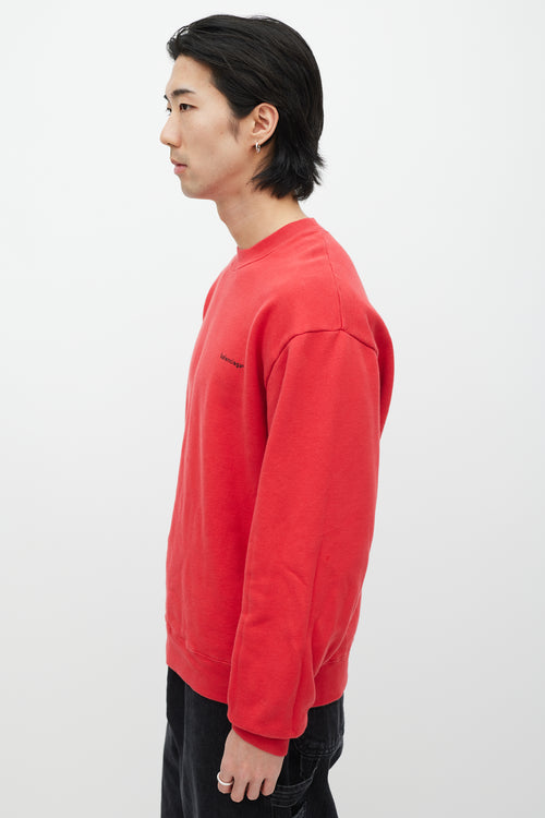 Balenciaga Red & Black Logo Crewneck