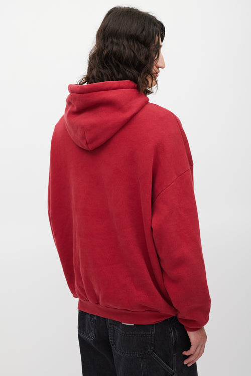 Balenciaga Red & Black Oversized Logo Hoodie