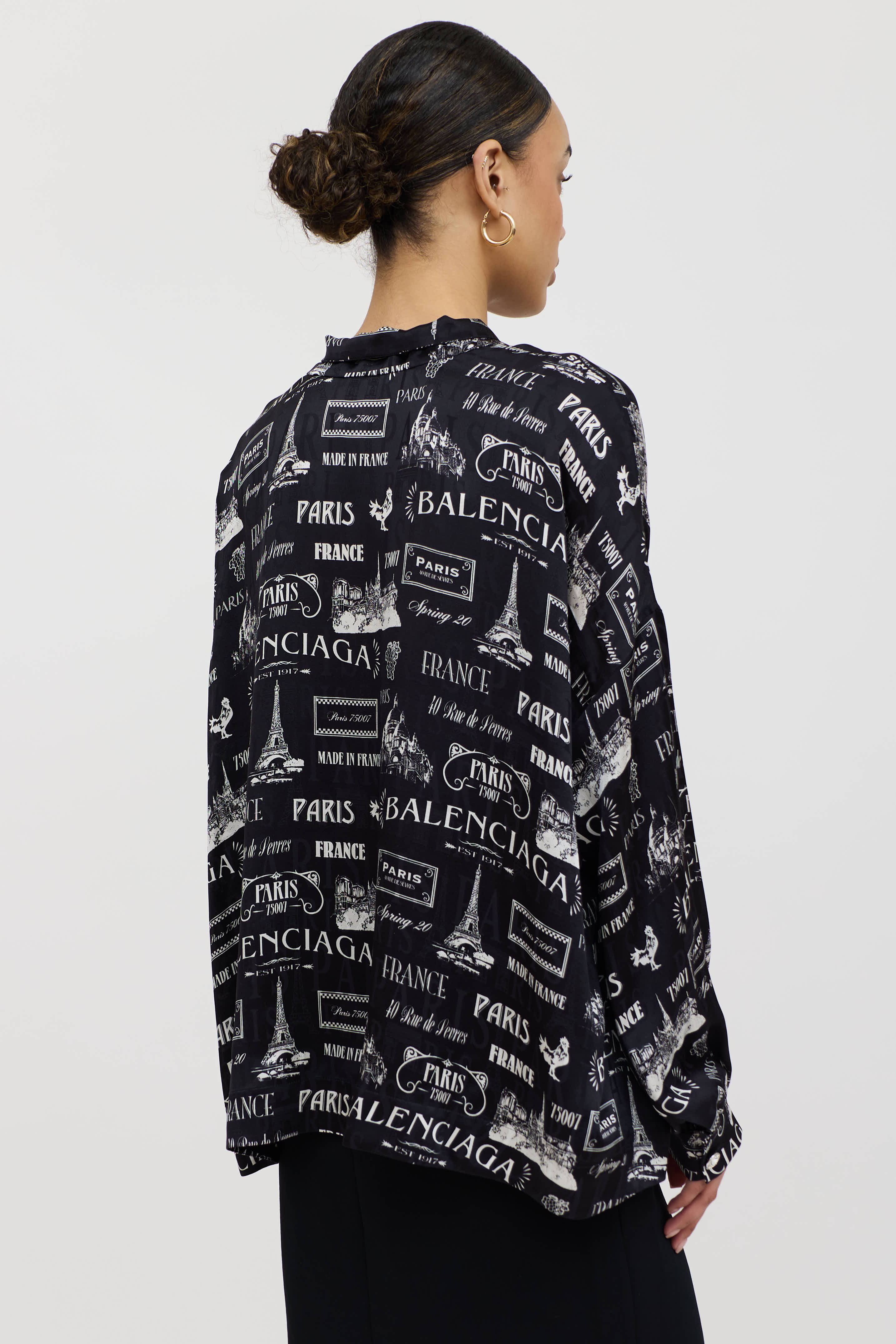 Balenciaga Silk Paris Logo Tie Shirt