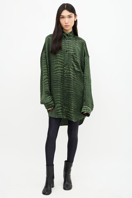 Balenciaga Spring 2025 Silk Printed Cocoon Shirt