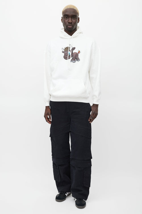 Balenciaga White & Brown Graphic Hoodie