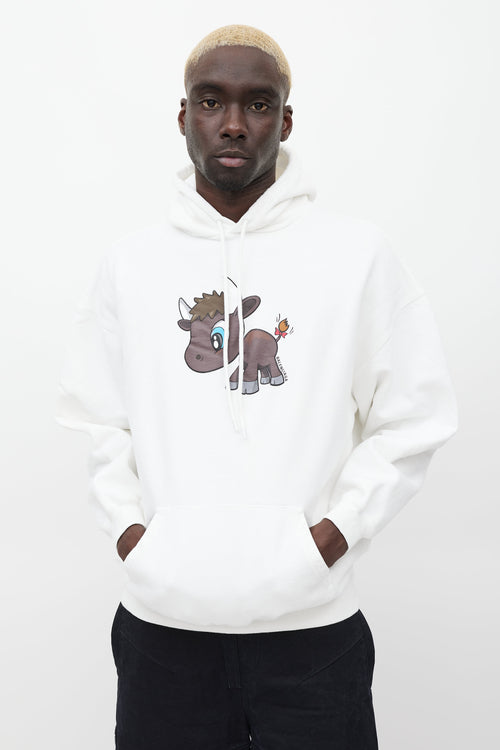 Balenciaga White & Brown Graphic Hoodie