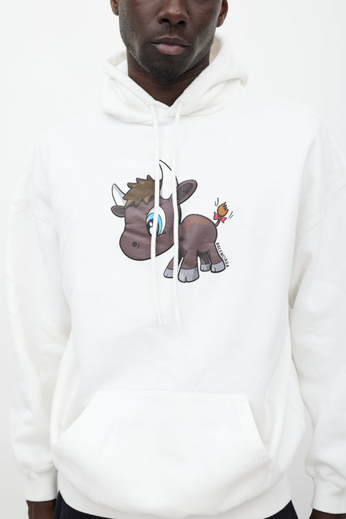 Balenciaga White & Brown Graphic Hoodie