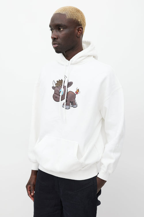 Balenciaga White & Brown Graphic Hoodie