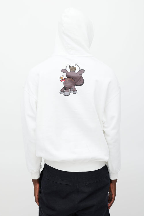 Balenciaga White & Brown Graphic Hoodie