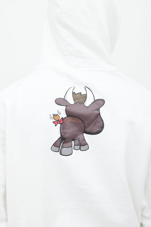 Balenciaga White & Brown Graphic Hoodie