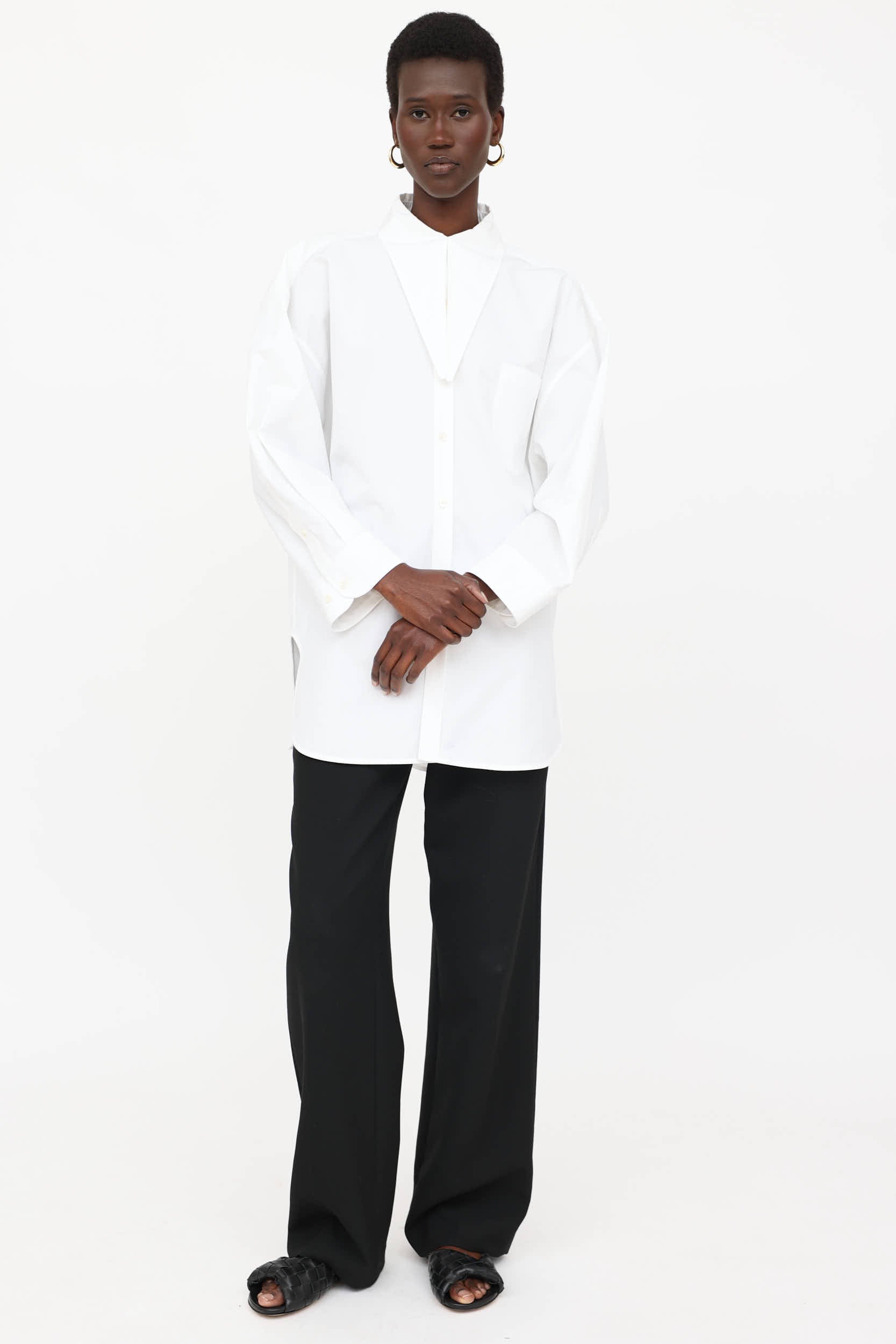 Balenciaga Extended Collar Button Up Shirt