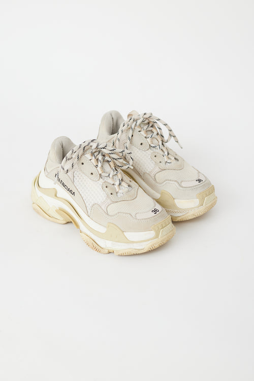 Balenciaga White & Cream Triple S Sneaker