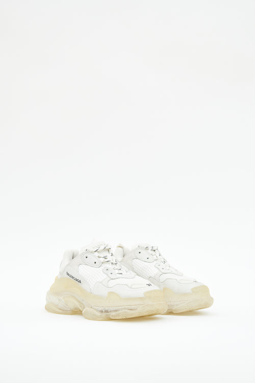 Balenciaga White & Cream Triple S Sneaker