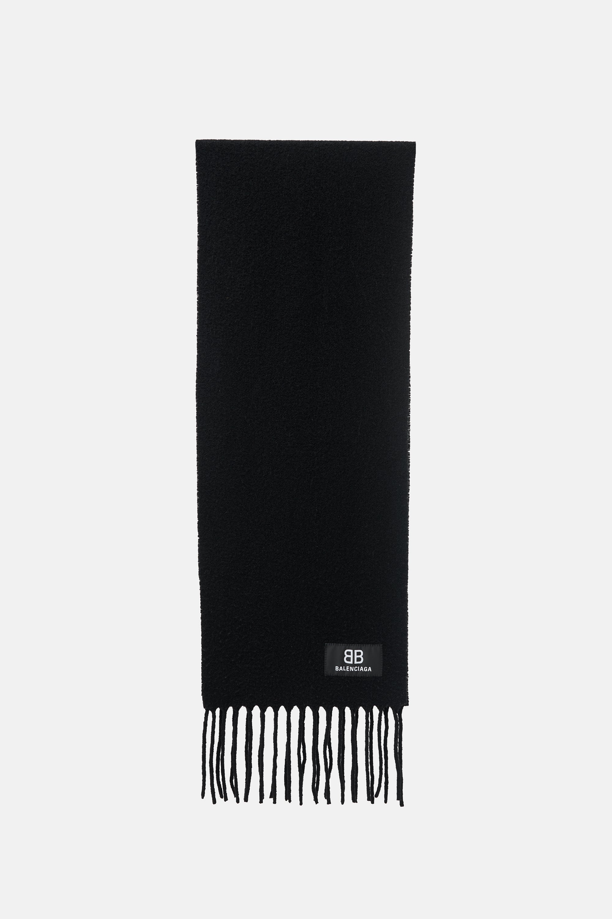 Balenciaga Wool Fringe Logo Scarf