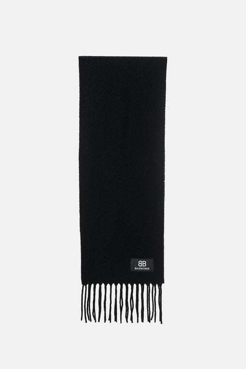 Balenciaga Wool Fringe Logo Scarf